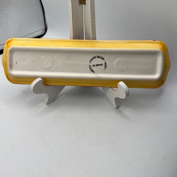 Spanish Hand Made Painted Ceramic Long Trinket Tray - Picture 4 of 9